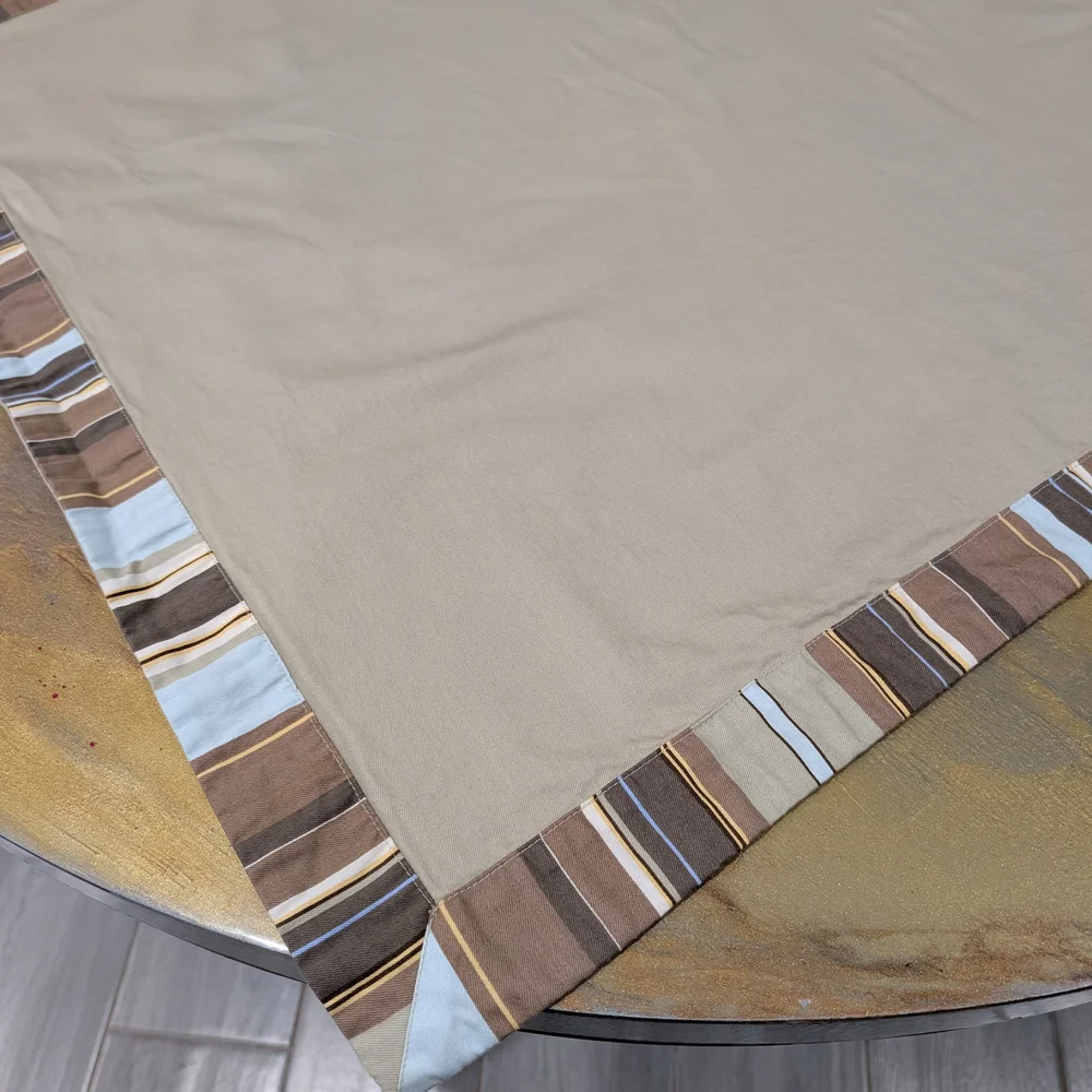 Martha Stewart Beige Tan Framed Striped Mosaic Cotton Euro Pillow Covers 29